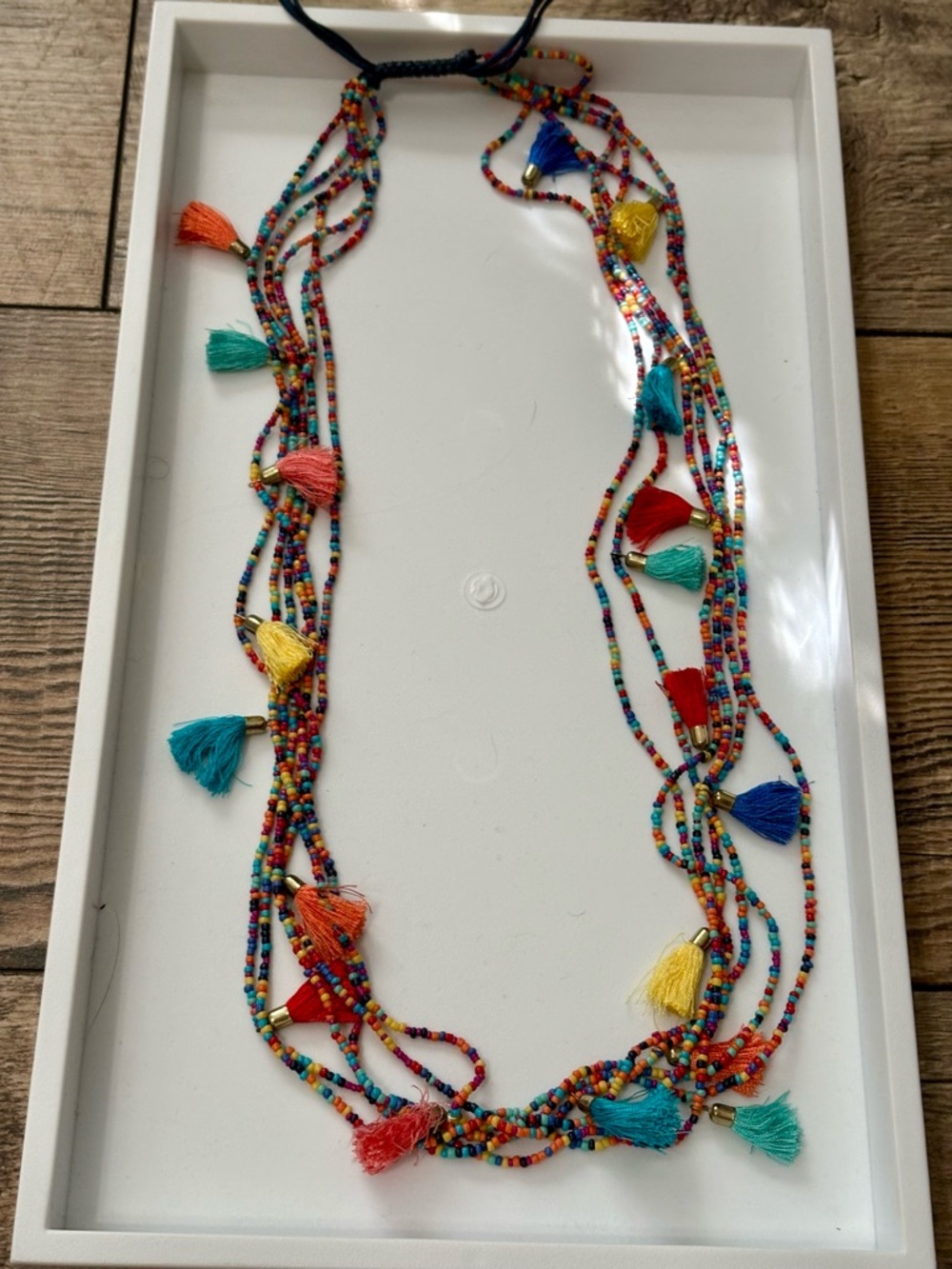 Multicolor Seed Bead Tassel Layered Necklace